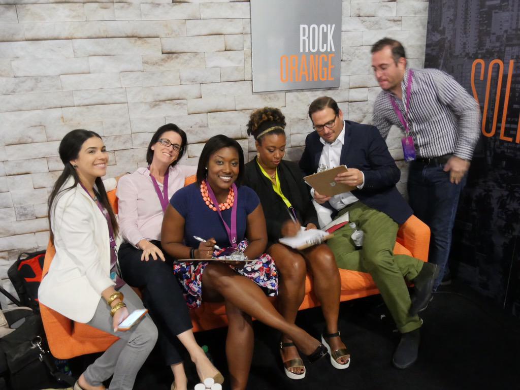TeamRockOrange's tweet photo. Our judges deliberate to choose the winner of #FRESHtank Challenge—winner announced @ 5pm! #emerge15 @emergeamericas http://t.co/Oq7t5gDHnb