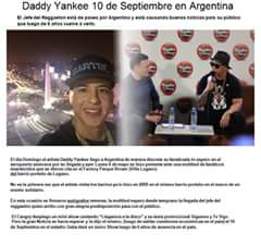 De visita en Argentina Daddy Yankee Anuncia feha de Show despues de 6 años