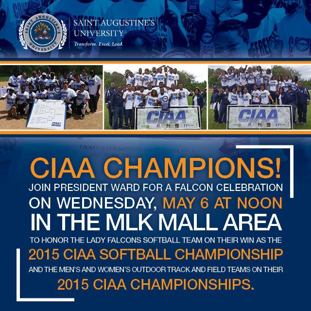 Come out tomorrow, May 6 at noon to congratulate our CIAA Champions on the MLK Mall Area. #FalconPride