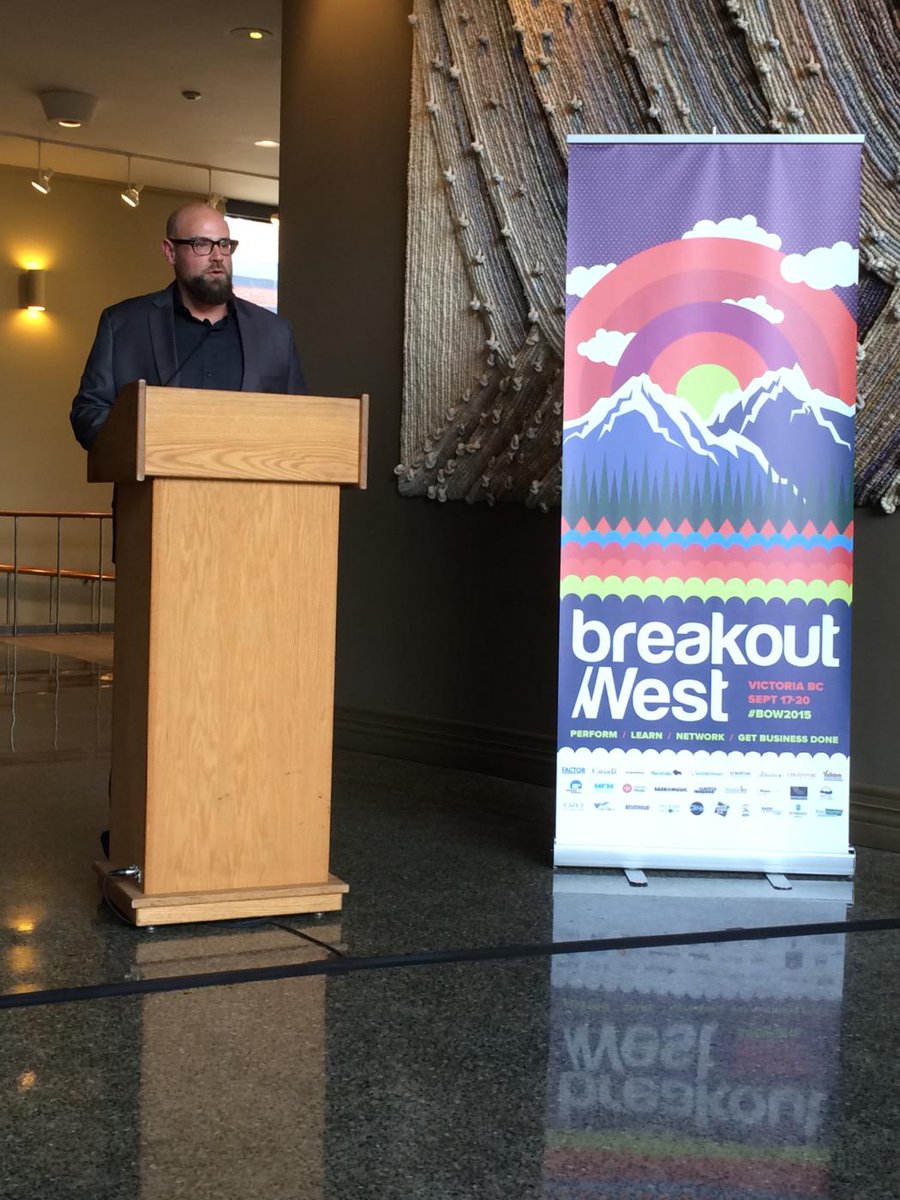 BreakOutWest's tweet photo. Dylan from @TheZone913 welcomes Chris Coleman from the city of Victoria, at our press conference #BOW2015 http://t.co/F3uDbpSsay