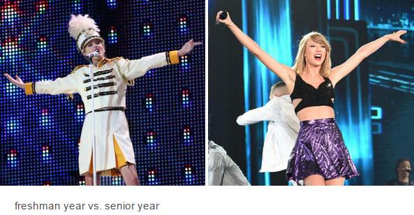 iSugarTay's tweet photo. freshman year vs. senior year http://t.co/uiomj6RGYQ