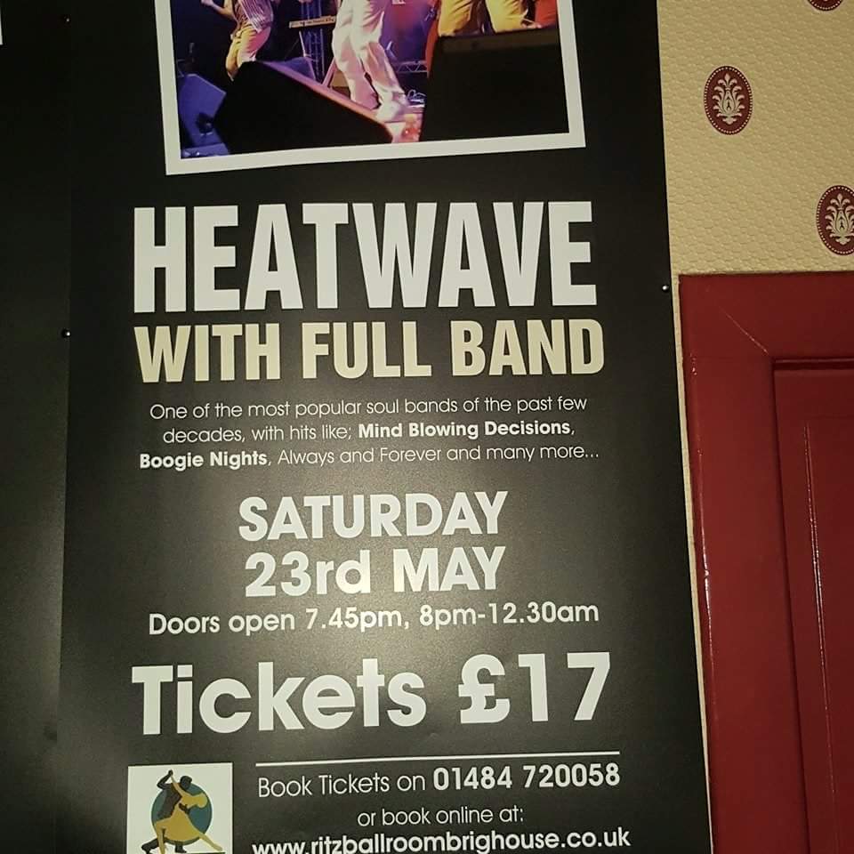 Tricky1963's tweet image. See Heatwave at Ritz Ballroom a night of music from the 80's. #ritzballroom