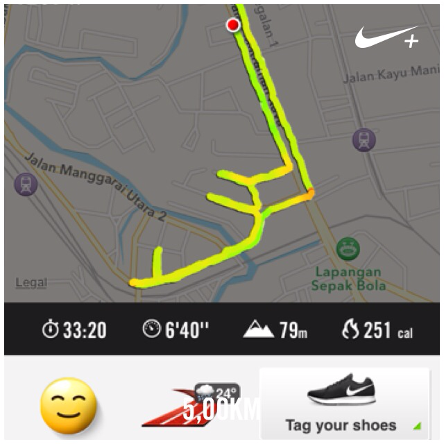 My morning run #2RU #JPCCRunners I just ran 5,00 km @ a 6'40''/km pace with Nike+. go.nike.com/68orrck #nikeplus