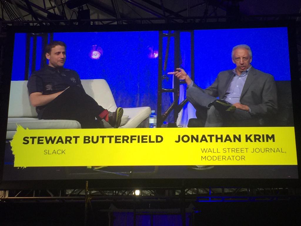 codybarbo's tweet image. @SlackHQ founder @stewart is a boss! Great interview by @WSJD reporter @jkrim at #CollisionConf #unicornsintech