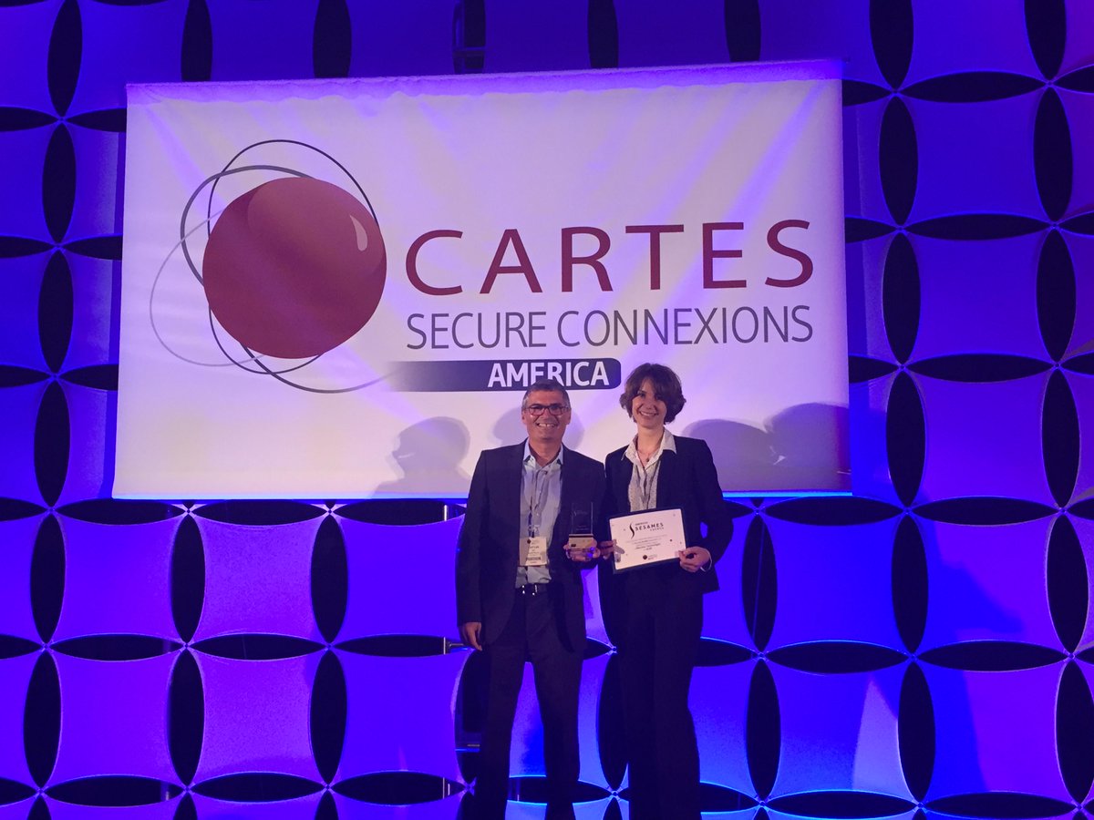 IDEMIA_IST's tweet photo. Honored to win in the Identification category with #dCVV technology at @CARTES_America . http://t.co/VED4bLfbdM http://t.co/vWUs6S7F7q
