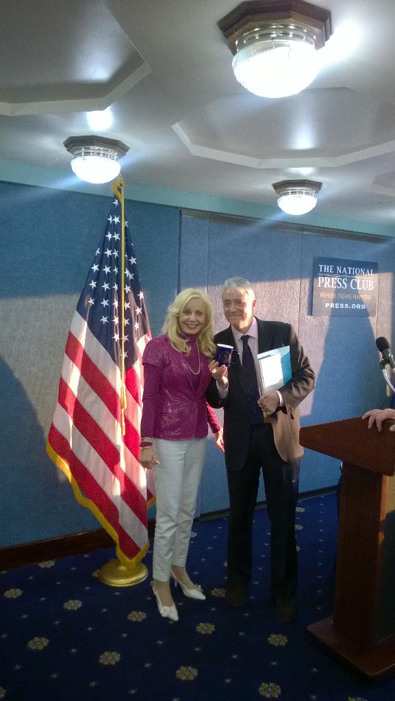 jankingauthor's tweet photo. Presenting NPC mug to author &amp; NPR radio personality,#Scott Simon @book rap tonight#npcbooks http://t.co/YOyrDy40Hn