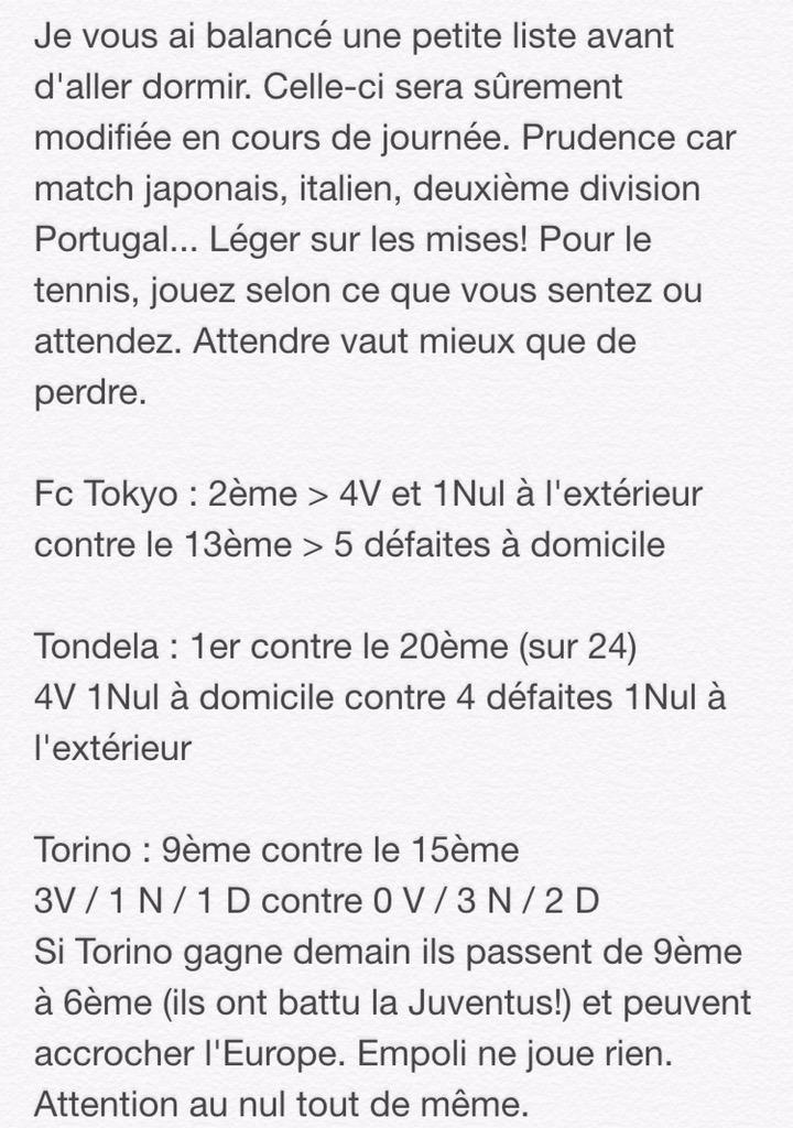 OwlPronos's tweet photo. ⚠️Pronos 06/06⚠️ RT ! RT ! RT !

Petite analyse de la nuit, lire conseils.
Avis LDC dans la journée.

#ParionsSport http://t.co/Smj28lu6JJ