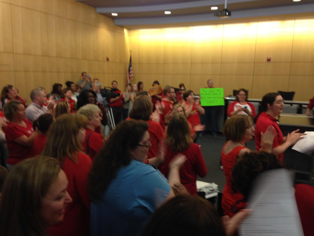 mjbcinc's tweet photo. Hazelwood teachers need to be properly paid. Teachers explaining to the board http://t.co/znvbmdaTME
