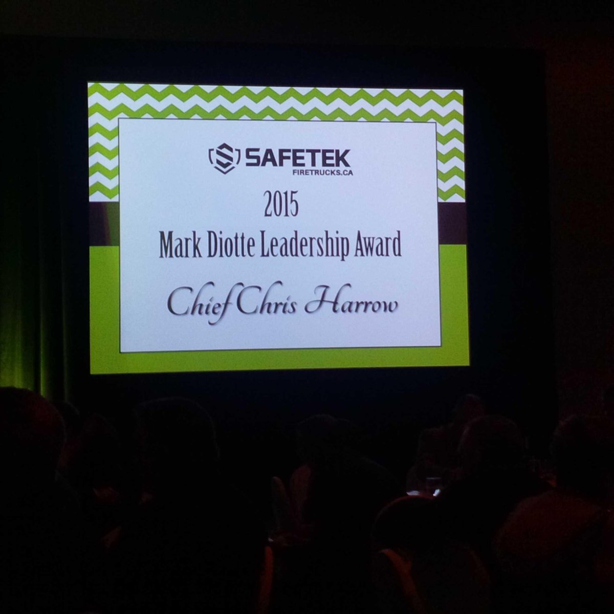 MintoDC's tweet photo. Congrats Chief Chris Harrow - Mark Diotte Leadership Award. Proud to work with you! #OAFC2015 #MintoFire http://t.co/Yep0sjWEzb