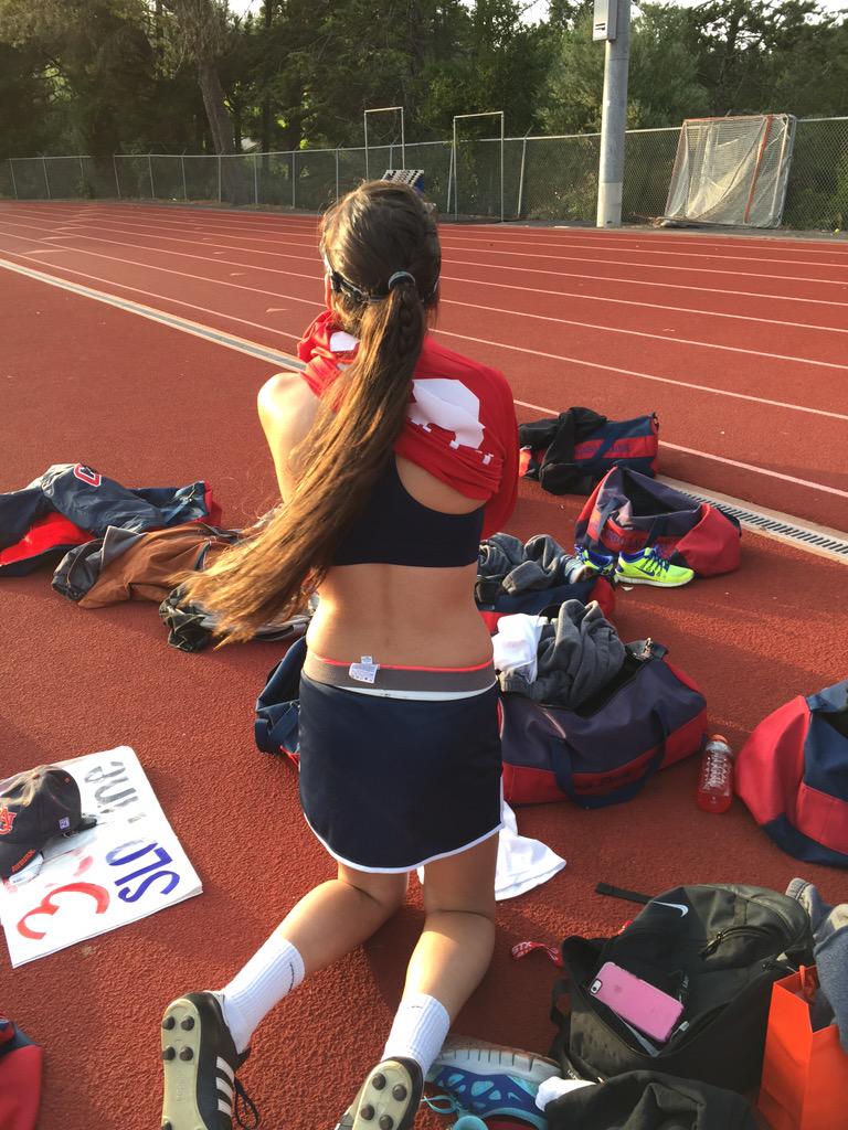 senior <a href="/sara_mccauley/">Sara</a> strips at senior night to commemorate 4 years on the team.