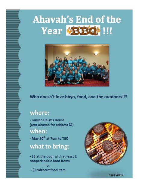 GMRBBYO's tweet photo. Come join @Ahavah2414 for their End of BBQ. Ask anyone in Ahavah for the address. 
May 30th at 7 PM. http://t.co/kokejhedqq