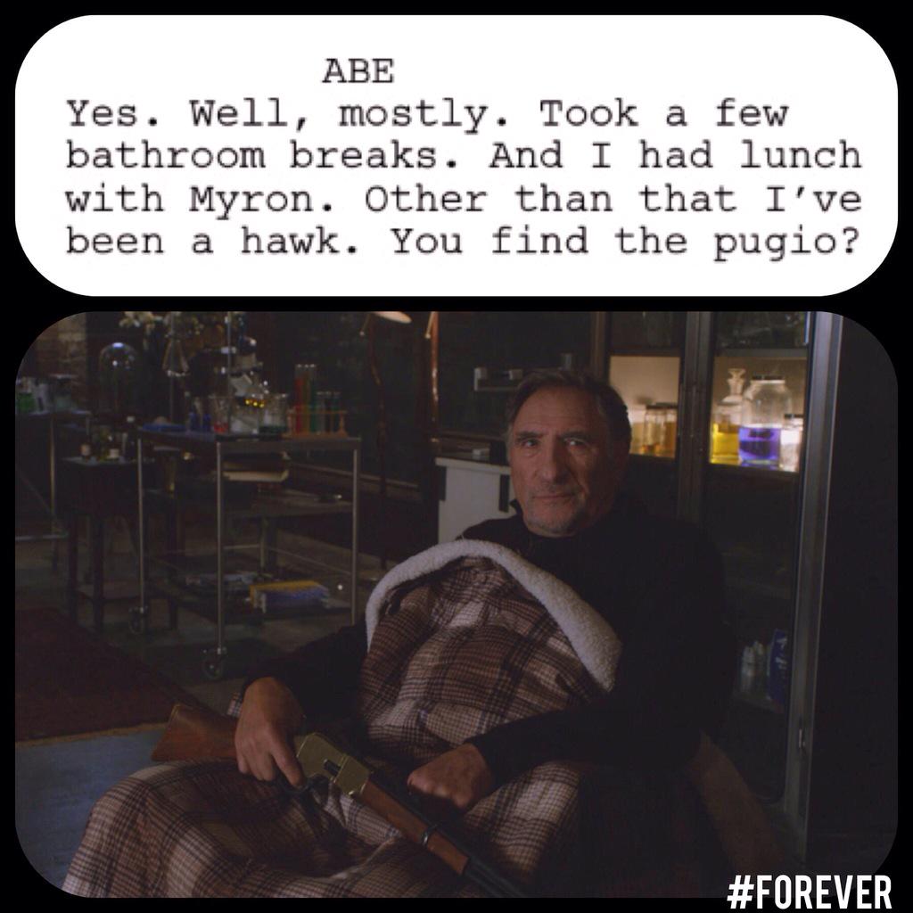ForeverWriters's tweet photo. Abe is a hawk! #Forever @ForeverABC #RenewForever http://t.co/NDOBbmYOk8