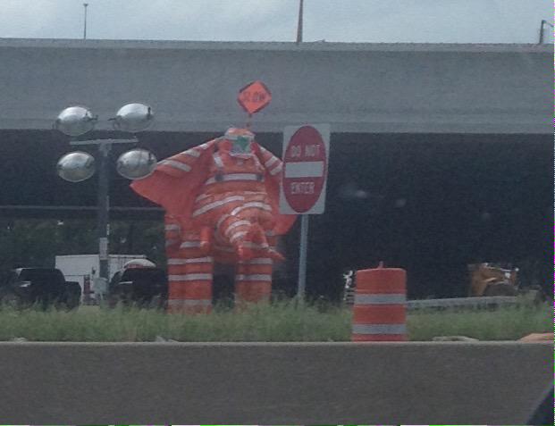 skyepolk's tweet photo. If you're wondering why 35 still isn't done it's because the construction workers build elephants. I'm ok with it. http://t.co/xKb7rWk8TQ