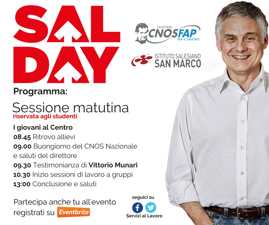 ServiziAL's tweet photo. Scopri l'evento SALDAY che si terrà presso l'ist. salesiano san marco!Per registrarti vai su http://t.co/Mokgm7nsYl http://t.co/Q8jZAEH8CS