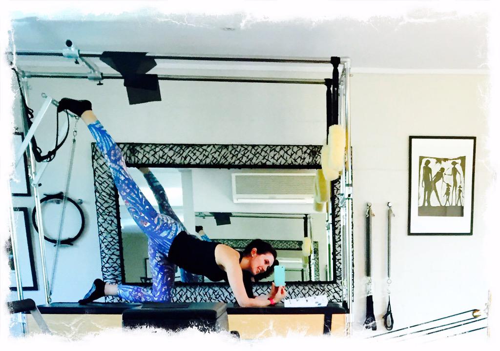 Yes, this is how I go through my notes: me revising "hip extension with tower bar" #lovepilates #lovewhatido 💪💗