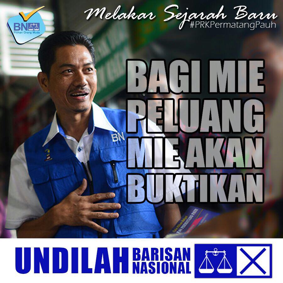 Khairykj's tweet photo. Bagi Mie peluang, Mie akan buktikan! #BN4PP #PermatangPauh http://t.co/5W6u0kN59m