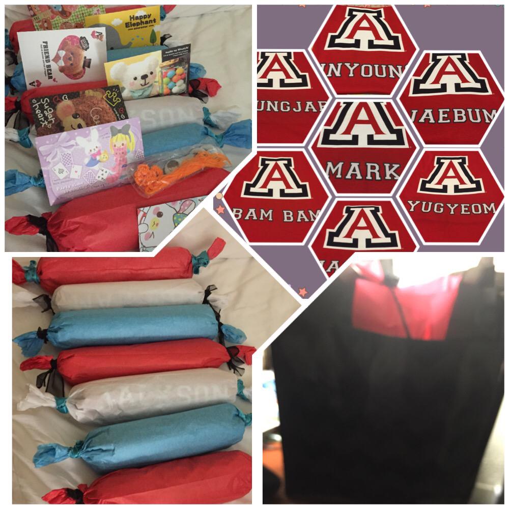 Nalyylee's tweet photo. Just finished wrapping the #got7 #gifts ##arizona #tshirt #fanletters #blessingbracelets #magnets @mtuan93 @BamBam1A http://t.co/Nlqu4ZLQXF