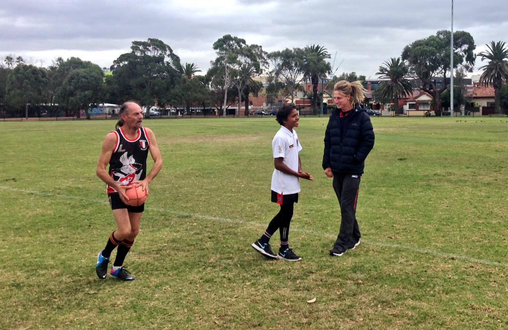stkildafc's tweet photo. .@eli_templeton @PetaSearle @jbt_46 and Simon McPhee were at  @ScdHrtMission doing some coaching! #HowIWantToBe http://t.co/aU8iGMHTMD