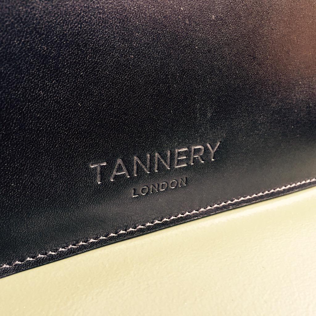 Close-up detail of the hand-embossed logotype on the Hanbury Briefcase. #tannerylondon #DemocratiseLuxury