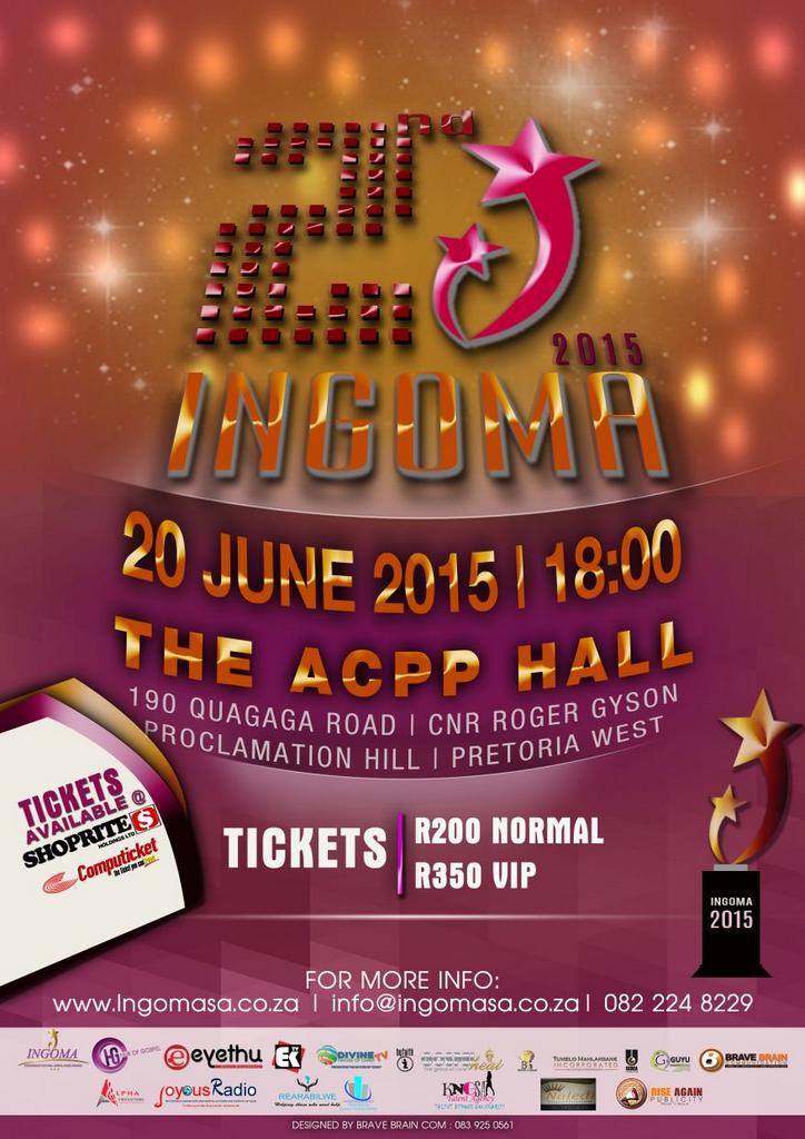 DanRasel's tweet photo. INGOMA 2015. 20 June. Tickets available from Friday 8 May.  It's gonna be Epic. @INGOMA_SA http://t.co/JUJtu1jo4H