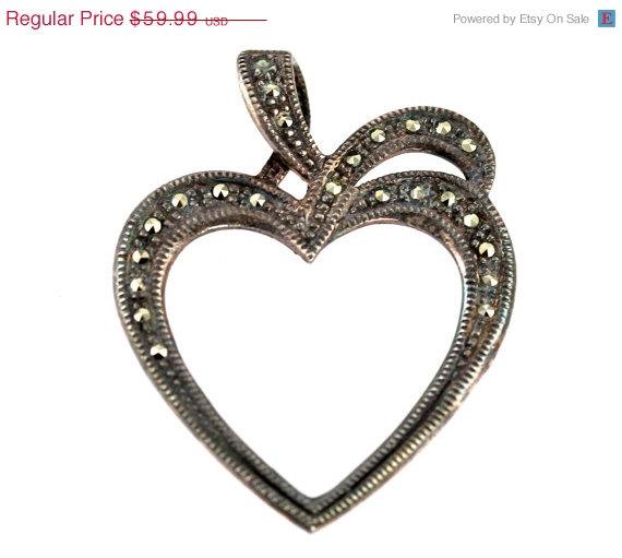 yourgreatfinds's tweet image. Sale Vintage Sterling Silver Marcasite Open Heart Pendant etsy.me/1GOpQt6 #Etsy #voguet #Killercool