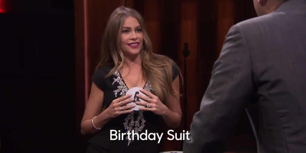 ELLEmagazine's tweet photo. Sofia Vergara is hilariously, awesomely bad at Catchphrase:  http://t.co/CPLiOdjFql http://t.co/sQwkPDQXU3