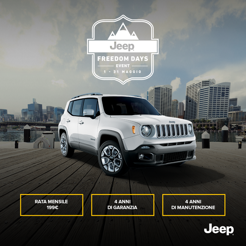 JeepItalia's tweet photo. Cambia le regole del gioco. #JeepRenegade a 199€/mese, 4 anni di garanzia e 4 di manutenzione. http://t.co/q0DsdNNDmx http://t.co/pKM7jXS8gi