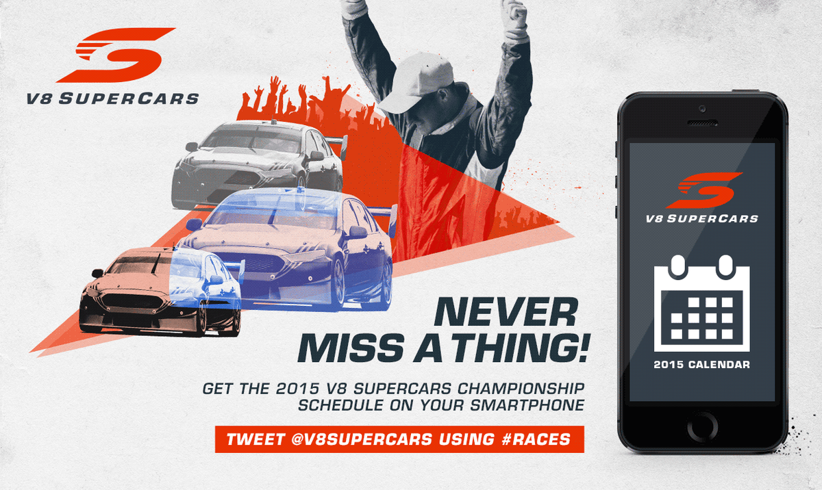 supercars's tweet photo. Never miss a thing! Retweet this and add all @v8supercars #races to your calendar. #V8SC http://t.co/MfeMRgn6CJ