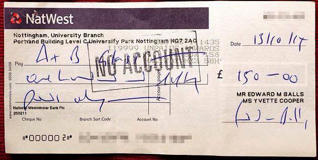 C1tyTrader's tweet photo. So, Ed Balls - the man who wants to run the country's finances can't even write £150 chq to his glazier!! Twice! http://t.co/PxUnUKSpi1