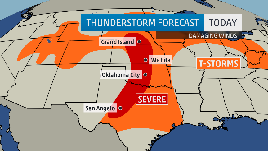 weatherchannel's tweet image. The stormy week continues, #SevereWX for Central &amp;amp; Southern #Plains today. Tracking it all on @weatherchannel 7a ET