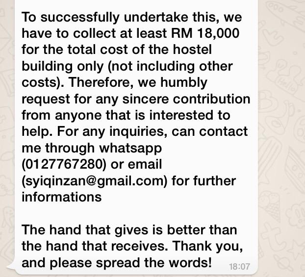 Kecil sumbangan anda,besar bagi mereka yang memerlukan. Mohon sebarkan!