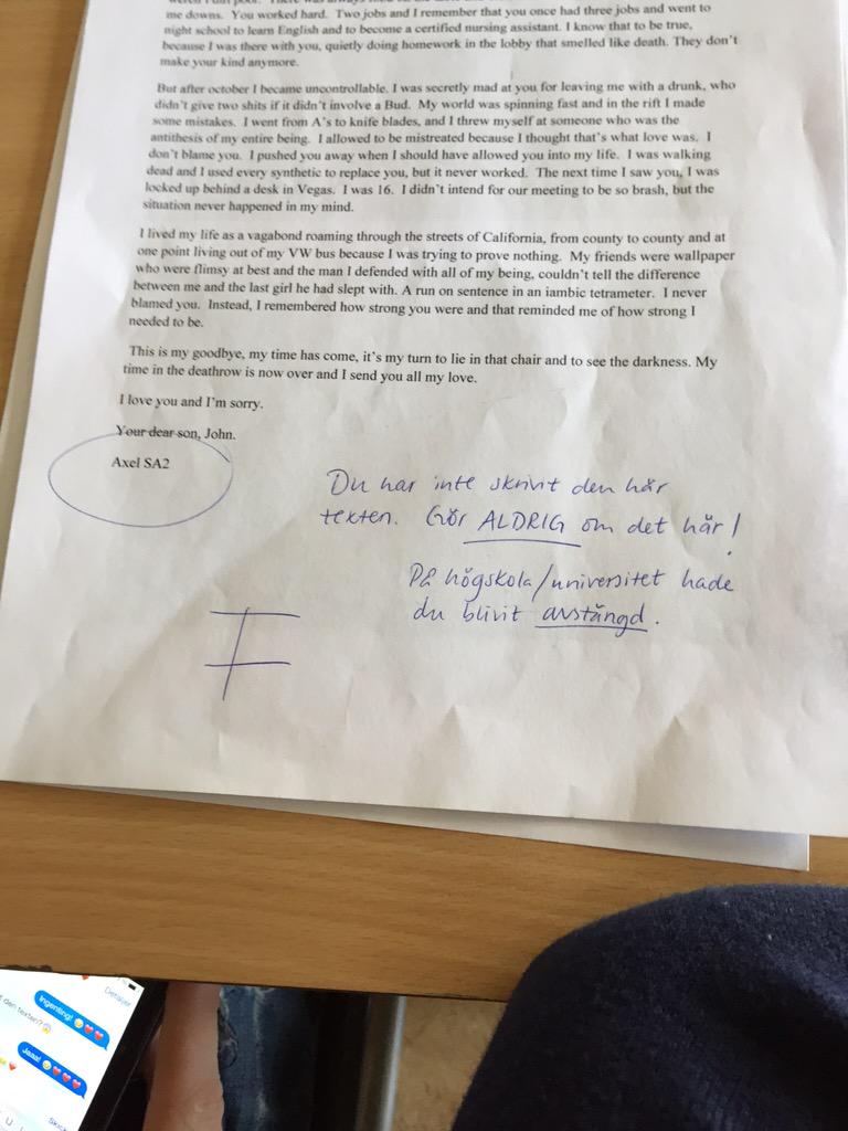 grennorton's tweet photo. När @axelpahlsson får tillbaka sin engelskainlämning.. http://t.co/SXhx1J9FsX