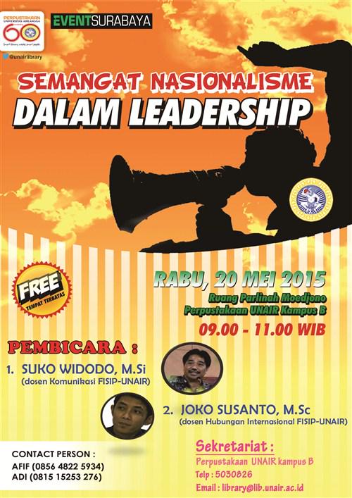 eventsurabaya's tweet photo. Talkshow #Harkitnas Semangat Nasionalisme dlm Kepemimpinan w/ Suko Widodo &amp; Joko Susanto | 20/5 @unairlibrary http://t.co/5ZmINqszlo