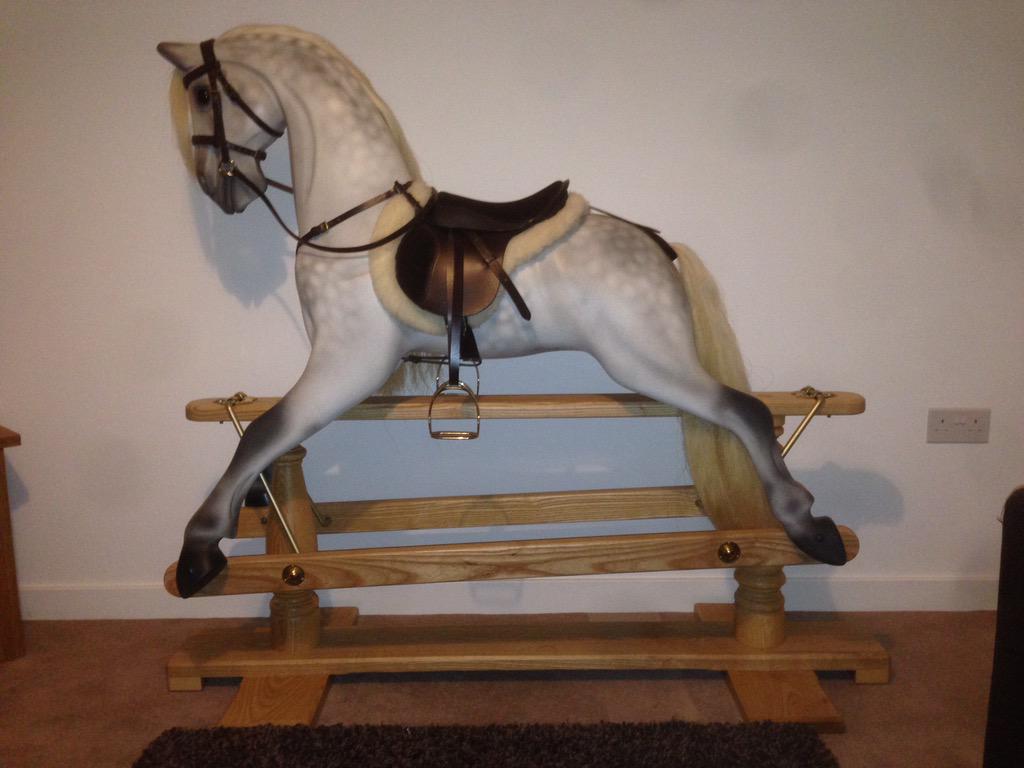 A stunning extra large #dapple grey sitting in his new home. #horse #horses #rockinghorse #rockinghorses #equestrian