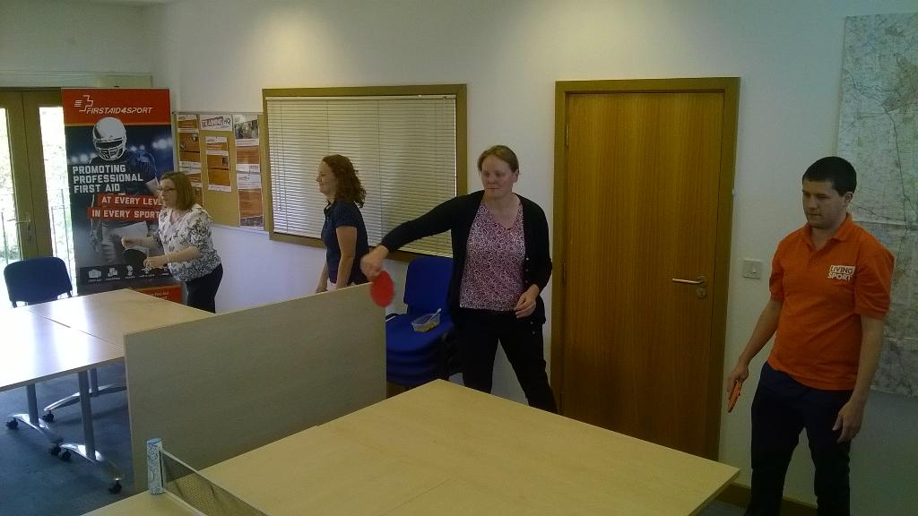 Living_Sport's tweet photo. What better way to utilise the boardroom than with a lunchtime #table tennis tournament #Myteam2015 http://t.co/UFeaF4NO8v