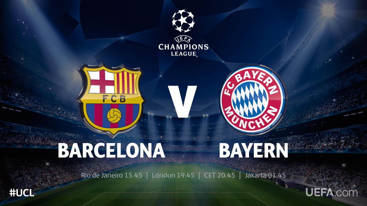 ChampionsLeague's tweet photo. "Europe's most attractive tie" is Wednesday's #UCL fixture ...

RT for a @FCBarcelona win, FAV for @FCBayernEN! http://t.co/bMDDnKLvUh