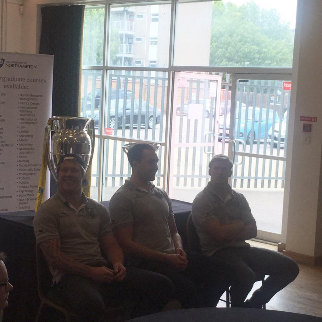 SaintsRugby's tweet photo. Some of our players are talking Rugby to a full room of potential students of @UniNorthants today! http://t.co/4WXEPxWdCe