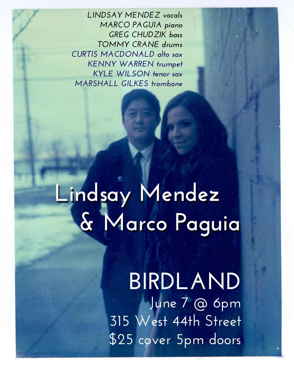 LindsayMendez's tweet photo. Pre-Tony plans? Join Me and my band at @birdlandjazz on 6/7 at 6pm! New songs...big band...BLAST! http://t.co/uXisJfyim1