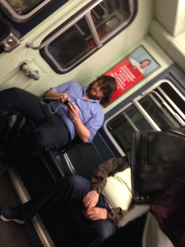 qisiquan's tweet photo. Look who I found! ☺️☺️☺️☺️😜😁😄Harry mix Hagrid on Milan subway @EmWatson  @jk_rowling http://t.co/tPqbV6wSxc