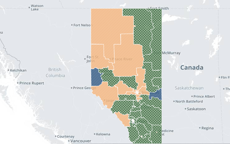 globeandmail's tweet photo. Alberta election recap: interactive map of riding-by-riding results 
http://t.co/80nT456L4Y #cdnpoli http://t.co/B76b6SLHMm