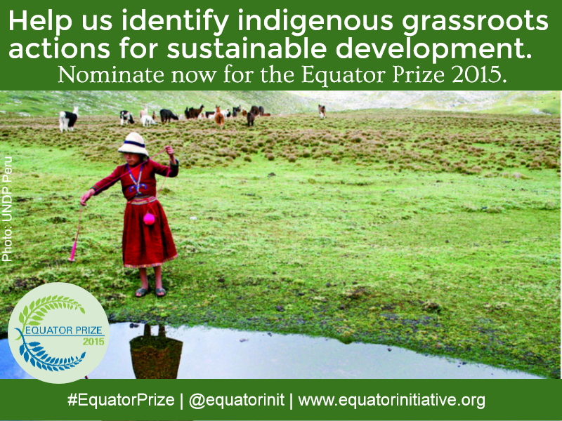 UNDP's tweet photo. Know innovative orgs successful in #SustainDev? Nominate for the #EquatorPrize 2015: http://t.co/NDxA0VlWD2 http://t.co/UV2vWK3PTa