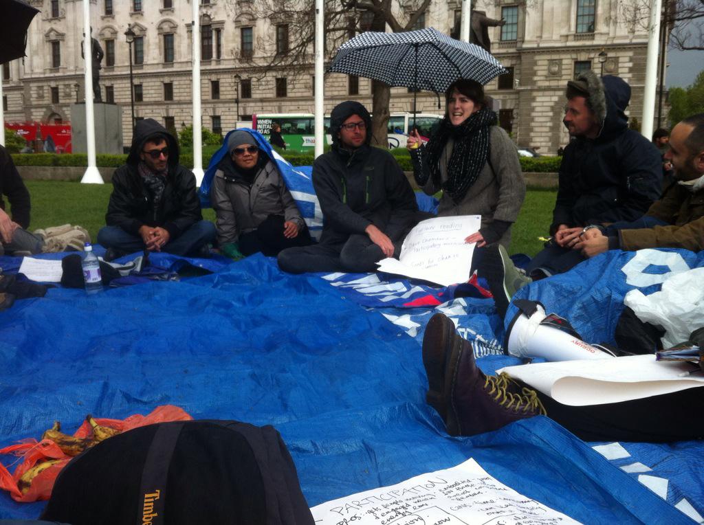 With <a href="/OccupyDemocracy/">Occupy Democracy</a> and <a href="/OccupyUAL/">UAL SO WHITE.</a> in the rain discussing tools for participation!