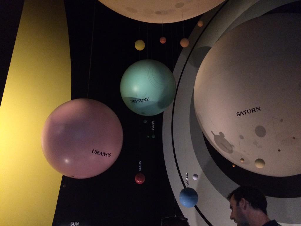 cwong2015's tweet photo. At the air and space museum! This is a model of the solar system. The sun would be 92 feet in this model! #dcskylion http://t.co/WLbd0GT4Kv