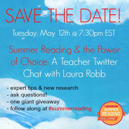 Scholastic's tweet photo. We're hosting a Twitter chat w/ @LRobbTeacher on 5/12! Ask a q in advance at #summerreading. http://t.co/tyYaPdzWbu http://t.co/3YknmJTGfz