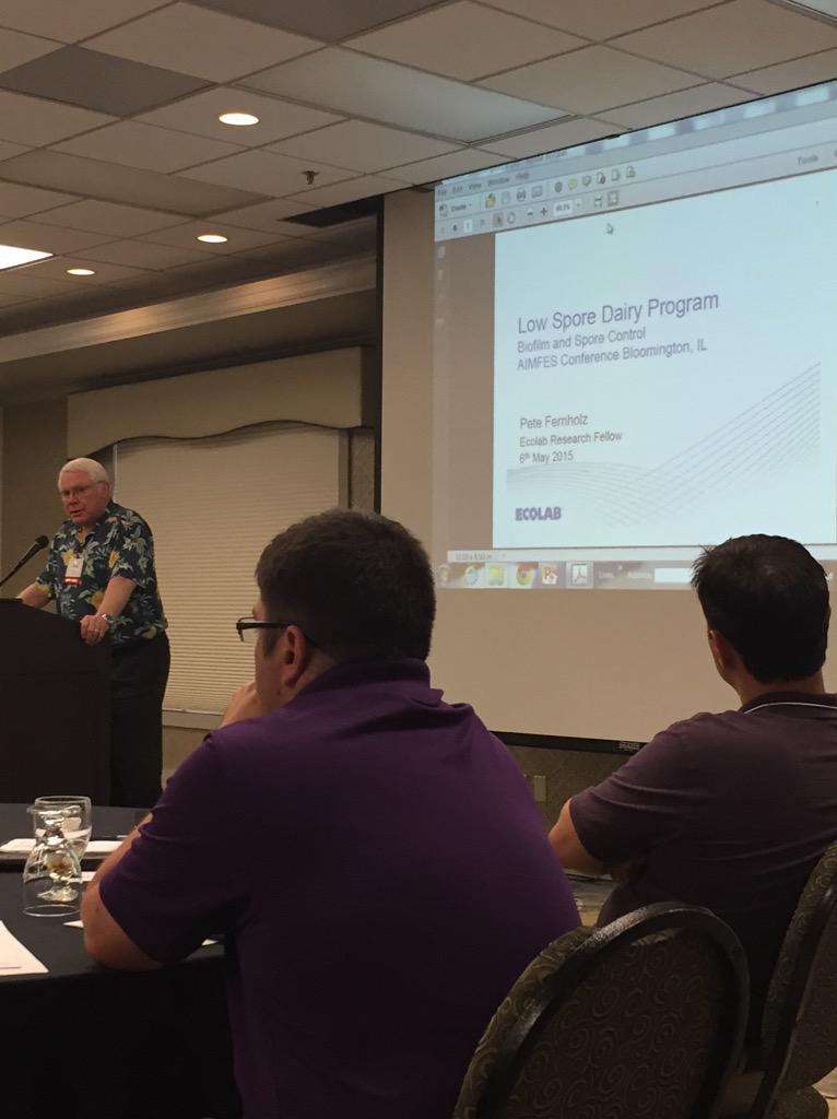 Pete Fernholz from Ecolab is now speaking on biofilm and spore control. #AIMFESSpring #AIMFES