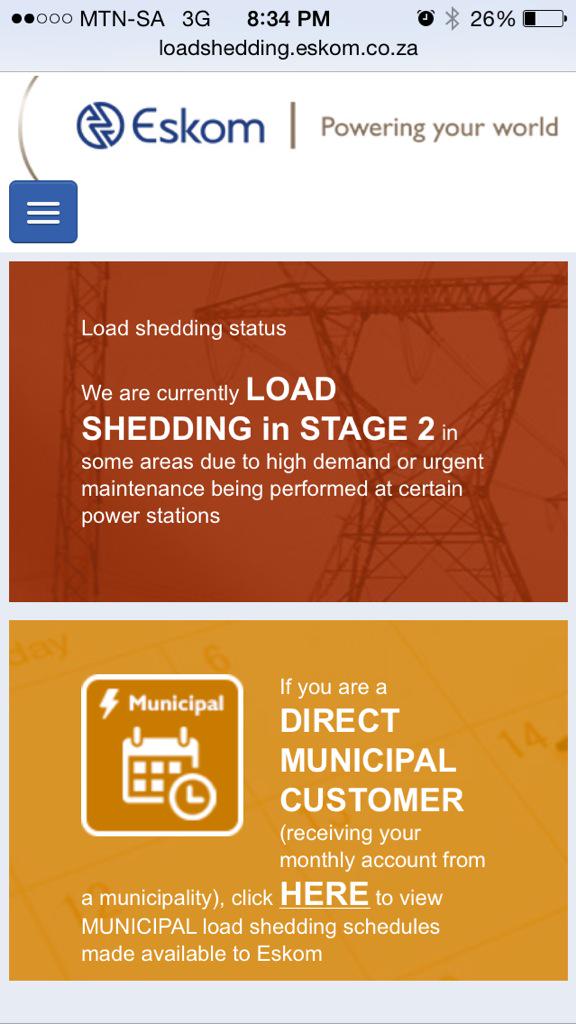 jacquesr365's tweet photo. @Eskom_SA stage 1 announced, stage 2 implemented.... http://t.co/OJHXjkvzWh