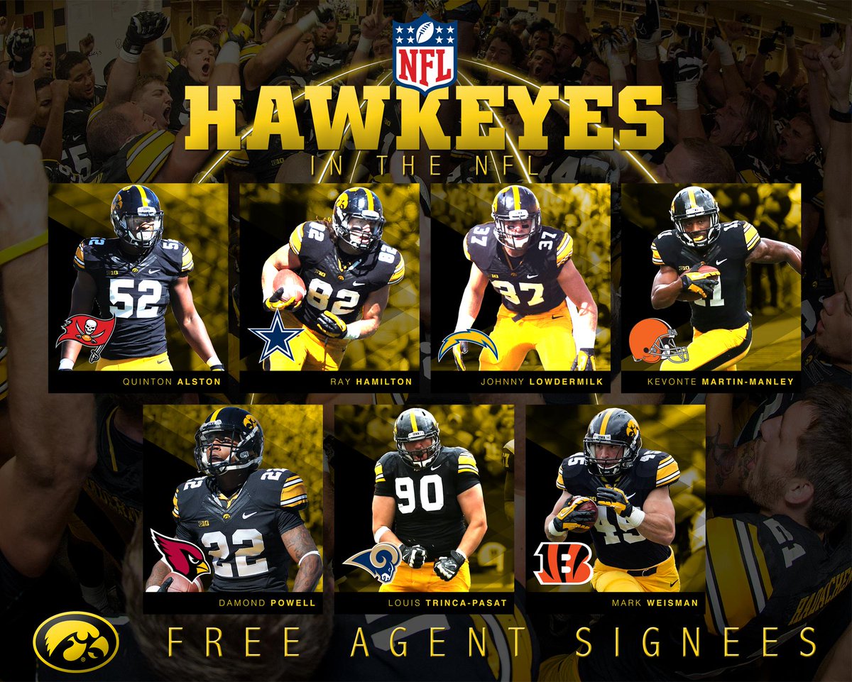 HawkeyeFootball's tweet photo. 7 Hawks inked Free Agent deals this past weekend! Congrats boys! #Hawkeyes http://t.co/iMtpxvd3sw