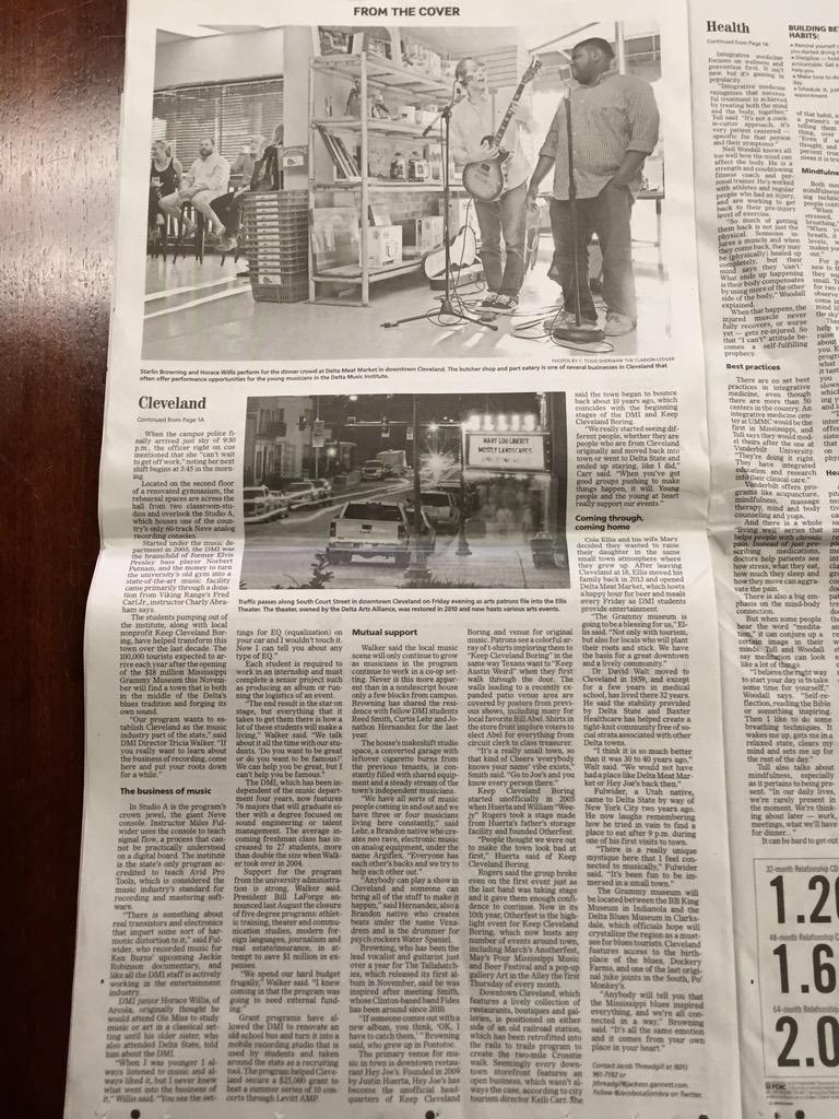 jfarris_11's tweet photo. Front page of the @clarionledger this past Sunday! @tourclevelandms @dmidelta @KeepCleveBoring #hotincleveland http://t.co/ouDlzoV9qj