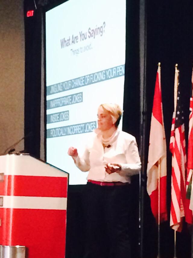 ONFireChiefs's tweet photo. Karen Gordon @squeakywheelcom engaging the room and handing out chocolate to get Chiefs talking at #OAFC2015 http://t.co/6KrkEnyCqT