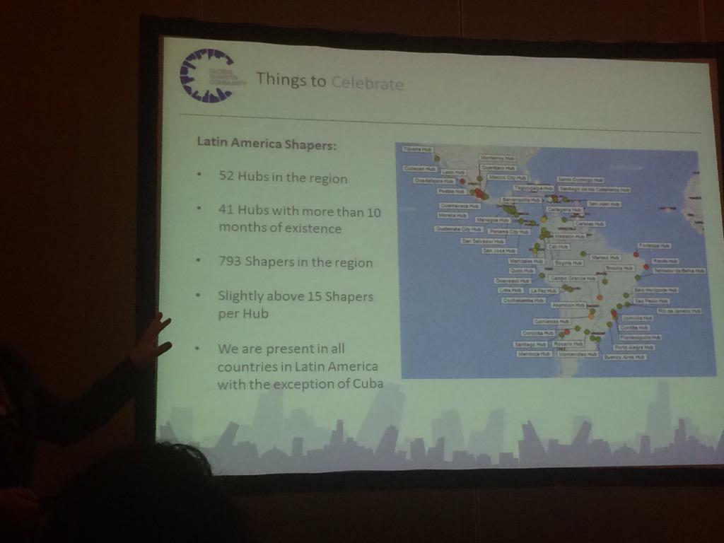 michelleAC1's tweet photo. 52 Hubs, casi 800 @GlobalShapers Shapers en LATAM- 50 representantes en #WEF #latam15 @ShapersQuito http://t.co/yULmB241XJ
